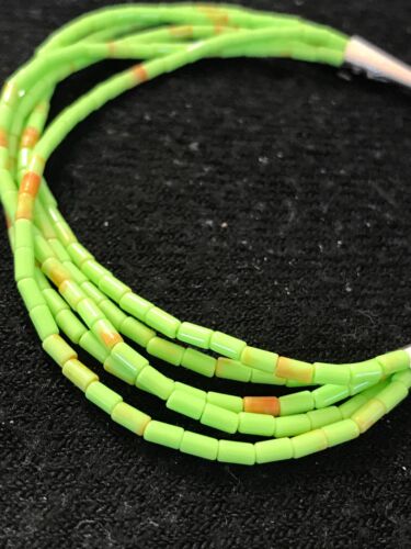 Navajo Green Stabilized Gaspeite Heishi Bracelet | Sterling Silver | 5 Strand | 7" | 13601