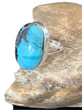 Navajo Blue Turquoise Ring | Sterling Silver | Sz 8 | Authentic Native American Handmade | 1825