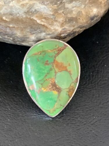 Adjustable Navajo Green Mojave Turquoise Ring | Sterling Silver | Sz 7 | Authentic Native American Handmade | 11795