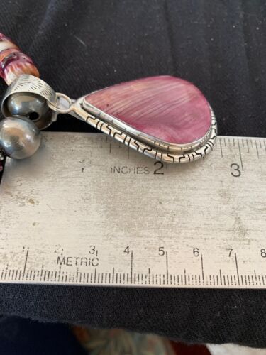 Navajo Pearls Purple Spiny Oyster Pendant Necklace | Sterling Silver | Native American Handmade | 4151