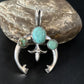 Navajo Sterling Silver Blue #8 Turquoise Naja Pendant | Authentic Native American Handmade | 14667