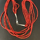 Natural Red Coral Rice Heishi Beads Necklace | 5 Strand | Sterling Silver | 20" | 12927