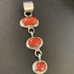 Navajo Red Coral Multi-Stone Necklace Pendant | Authentic Native American Sterling Silver | Multi-Stone | 13244