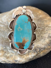 Native American Men's Navajo Blue Royston Turquoise Ring | Sterling Silver | Sz 9 | 00673