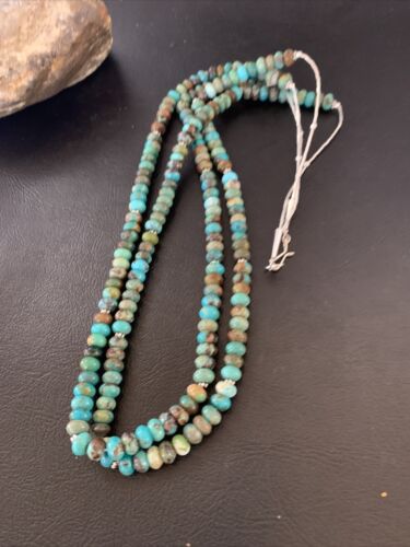Navajo Blue Green Turquoise Necklace | Sterling Silver | 22" | Authentic Native American Handmade | 9673