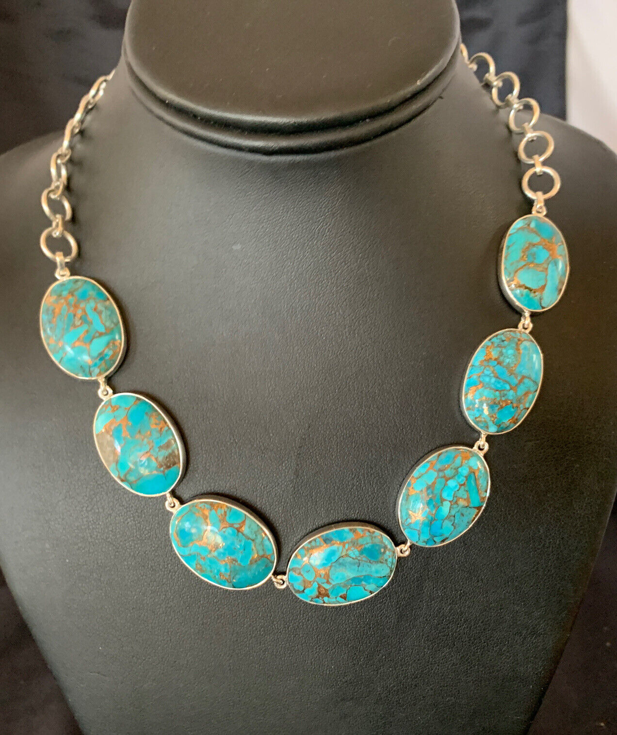 Navajo Blue Mojave Turquoise Pendant Necklace | Sterling Silver | 18" | Authentic Native American Handmade | 11635