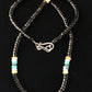 Navajo Black Onyx Turquoise Necklace | Sterling Silver | 18" | Authentic Native American Handmade | 10001