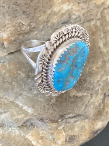 Southwestern Navajo Blue Kingman Turquoise Ring | Sterling Silver | Sz 7 | 12208