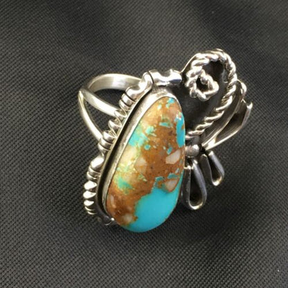 Native American Women's Navajo Royston Turquoise Ring | Sterling Silver | Sz 8.75 | 10184