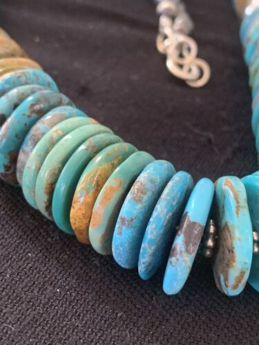 Navajo Graduated Blue Green Turquoise Necklace | Sterling Silver | Authentic Native American | 21" | 606 - Masha USA
