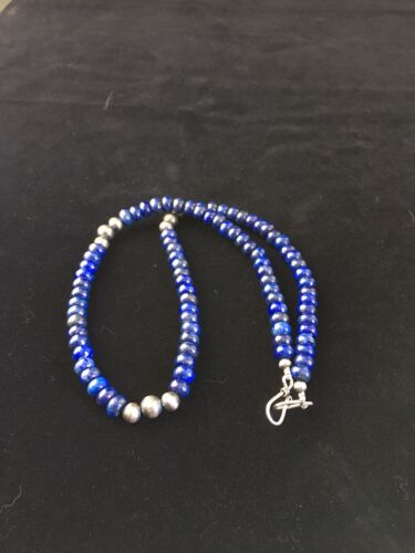 Native American Men's Lapis Lazuli Strand Necklace | Sterling Silver | 20" | 1735