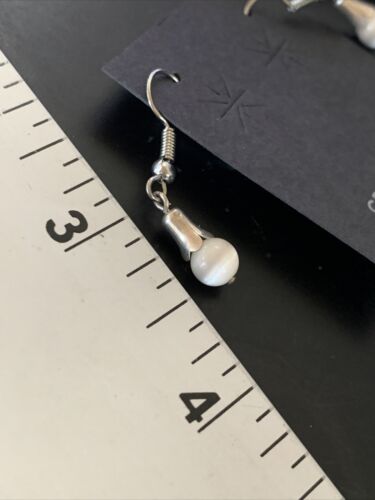 Navajo Sterling Silver White Moonstone Dangle Earrings | 0.50" | Authentic Native American Handmade | 13087 - Masha USA