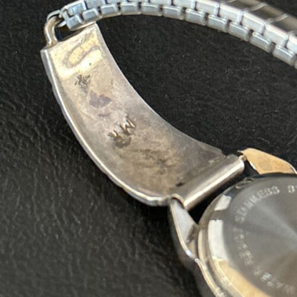 Authentic Native American Navajo Sterling Silver Watch Tips | Black Onyx Band | Handmade Jewelry | 14470