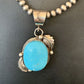 Women's Sterling Silver Blue Kingman Turquoise Necklace Pendant | Authentic Native American Handmade | 10898