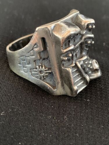 Native American Pueblo Cast Sterling Silver Ring | Sz 14 | 13482