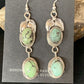 Navajo Green Spiderweb Turquoise Dangle Earrings | Sterling Silver | Authentic Native American Handmade | 13554