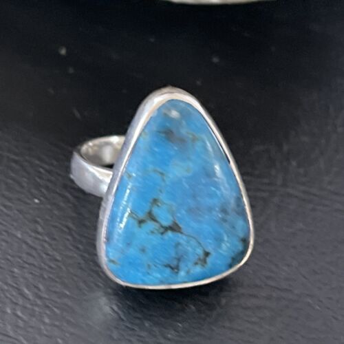 Men's Navajo Blue Kingman Turquoise Ring | Sterling Silver | Adjustable | Sz 5.5 | 10507