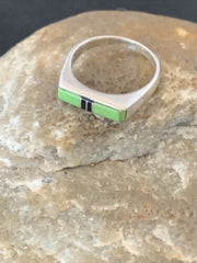 Native American Women's Navajo Green Gaspiete Onyx Inlay Ring | Sz 6.5 | 11154