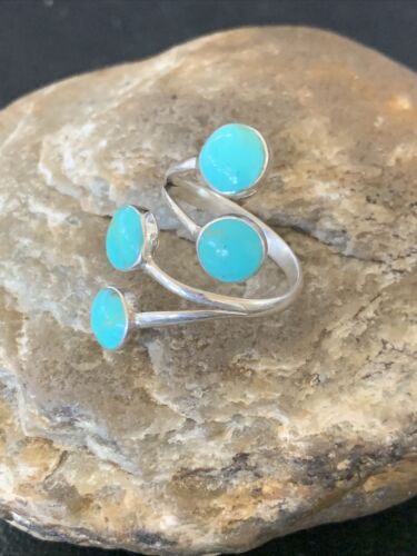 Navajo Blue Kingman Turquoise Multi-Stone Ring | Authentic Native American Sterling Silver | Sz 6 | 12458