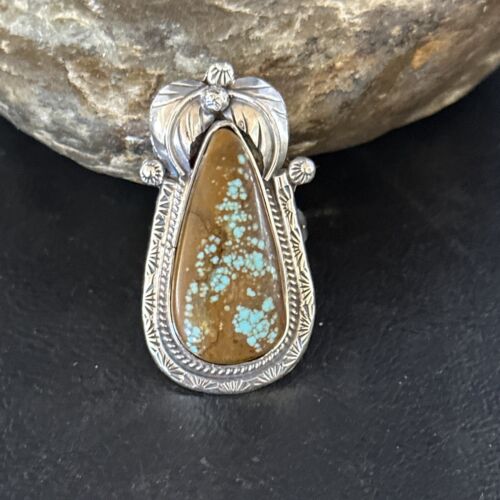 Navajo Blue Turquoise #8 Rings | Sterling Silver | Sz 9.5 | Authentic Native American Handmade | 14287