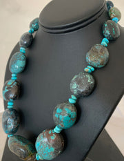 Navajo Graduated Sterling Silver Natural Blue Nugget Turquoise Necklace | Authentic Native American | 20" | 00626