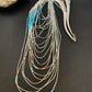 Turquoise Liquid Silver Heishi Necklace | 20 Strand Sterling Tube Pendant | Native American Handmade | 12296