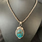Navajo Spiderweb Turquoise Pendant Necklace | Sterling Silver | 2.25" | Authentic Native American Handmade | 14061