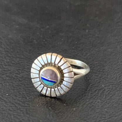 Native American Women's Navajo Blue Turquoise Sugilite Inlay Ring | Sz 6 | 11181