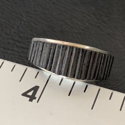 Navajo Black Onyx Inlay Band Ring | Sz 9 | Authentic Native American Handmade | 12428