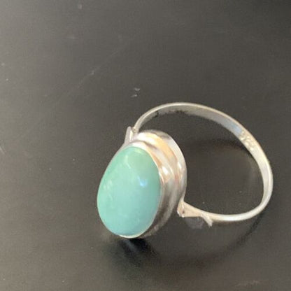Navajo Blue Turquoise Ring | Sterling Silver | Sz 7 | Authentic Native American Handmade | 11432