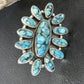 Navajo Blue Turquoise Cluster Ring | Authentic Native American Sterling Silver | Multi-Stone | Sz 6.5 | 14227
