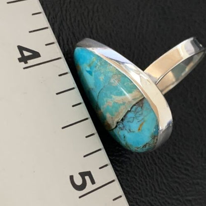 Navajo Blue Kingman Turquoise Ring | Sterling Silver | Sz 8 | Authentic Native American Handmade | 12793