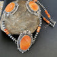 Navajo Pearls Orange Spiny Oyster Pendant Necklace | Sterling Silver | Authentic Native American Handmade | 10808