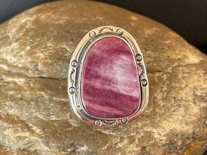 Navajo Turquoise Purple Spiny Oyster Ring | Sterling Silver | Sz 9 | Authentic Native American Handmade | 10296