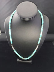 Navajo Blue Turquoise Heishi Bead Necklace | Sterling Silver | Authentic Native American Handmade | 20" | 1815