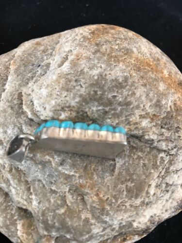 Navajo Blue Turquoise Corn Inlay Pendant | Sterling Silver | Authentic Native American Handmade | 13315