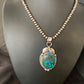 Navajo Spiderweb Turquoise Pendant Necklace | Sterling Silver | 2.25" | Authentic Native American Handmade | 14061
