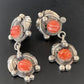 Navajo Red Spiny Oyster Dangle Earrings | Sterling Silver | Authentic Native American Handmade | 2059