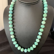 Navajo Chunky Amazonite Bead Necklace | Sterling Silver Pearls | 20" | Authentic Native American Handmade | 13411