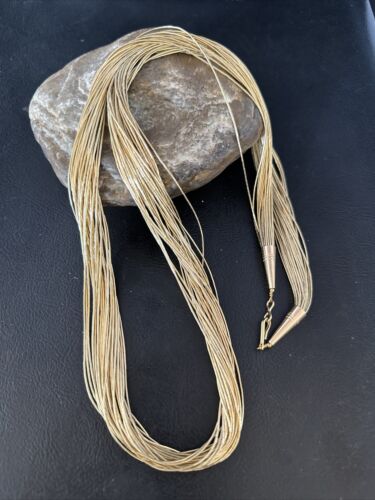 Southwestern Liquid Gold Heishi Necklace | 30 Strands | Sterling Silver Tubes | 30" | 14711