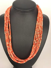 Navajo Angel Skin Bamboo Coral Necklace | Sterling Silver | Southwestern | 3167