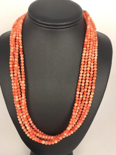 Navajo Angel Skin Bamboo Coral Necklace | Sterling Silver | Southwestern | 3167