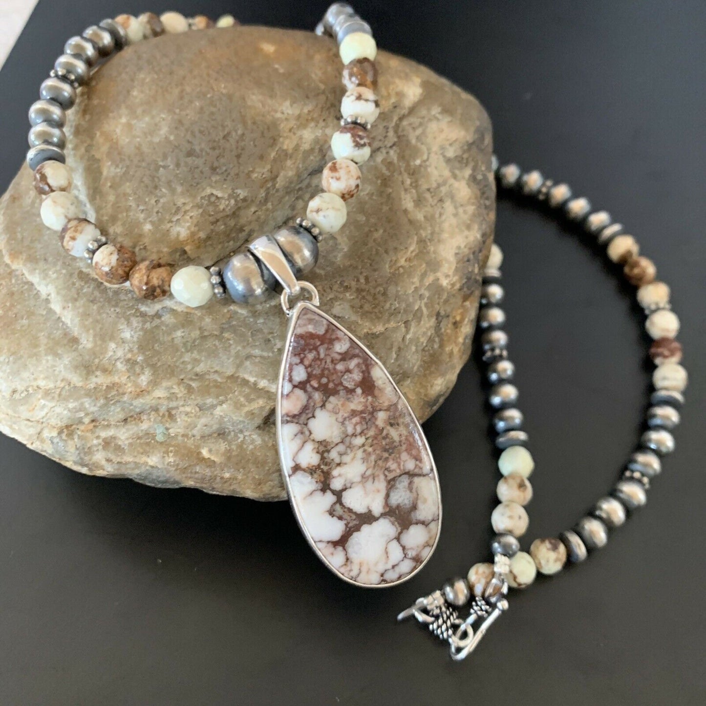 Navajo Wild Horse Turquoise Necklace Pendant | Sterling Silver | Authentic Native American Handmade | 11374 - Masha USA