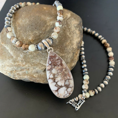Navajo Wild Horse Turquoise Necklace Pendant | Sterling Silver | Authentic Native American Handmade | 11374 - Masha USA