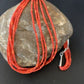 Natural Red Coral Rice Heishi Beads Necklace | 5 Strand | Sterling Silver | 20" | 12927