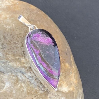 Navajo Purple Sugilite Pendant | Sterling Silver Pearls | 1.50" | Authentic Native American Handmade | 10932