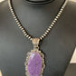 Southwestern Navajo Pearls Necklace | Sterling Silver Charoite Pendant | Authentic Native American Handmade | 1279