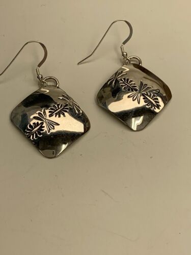 Native American Navajo Stamped Sterling Silver Earrings | Authentic Handmade | 4754
