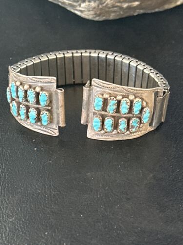Authentic Navajo Men's Blue Turquoise Wristwatch | Sterling Silver Tips | Native American Jewelry | 14758 - Masha USA