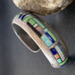 Old Pawn Navajo Turquoise Gaspeite Lapis Inlay Bracelet | Sterling Silver | Authentic Native American Handmade | 14160